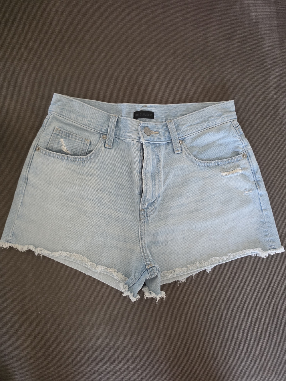 Uniqlo Light Blue Distressed Denim Shorts